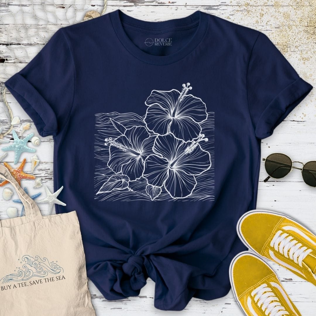 Hibiscus & Waves T-Shirt Navy / S