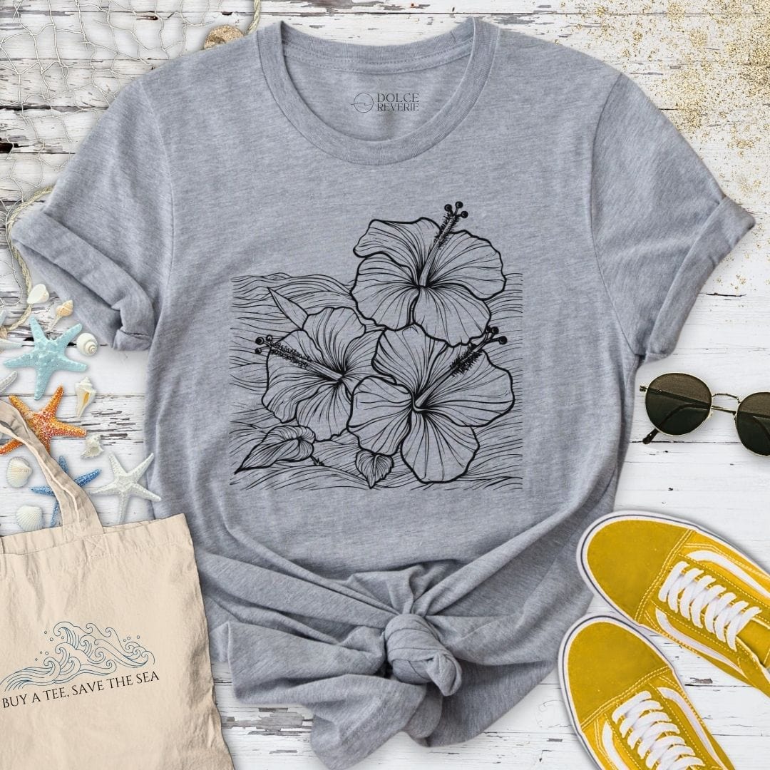 Hibiscus & Waves T-Shirt Sport Grey / S