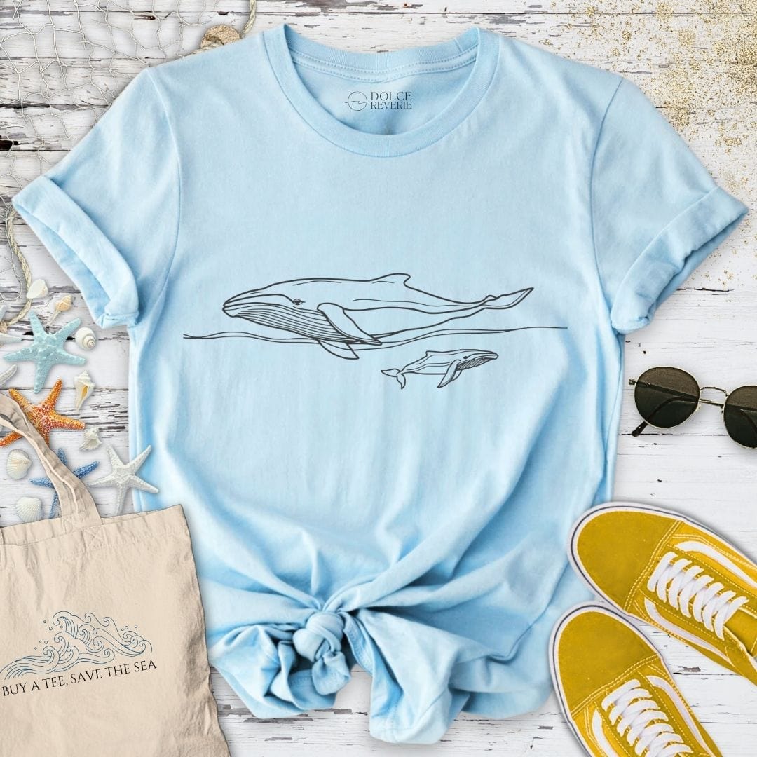 Humpback Whale Line T-Shirt Light Blue / S