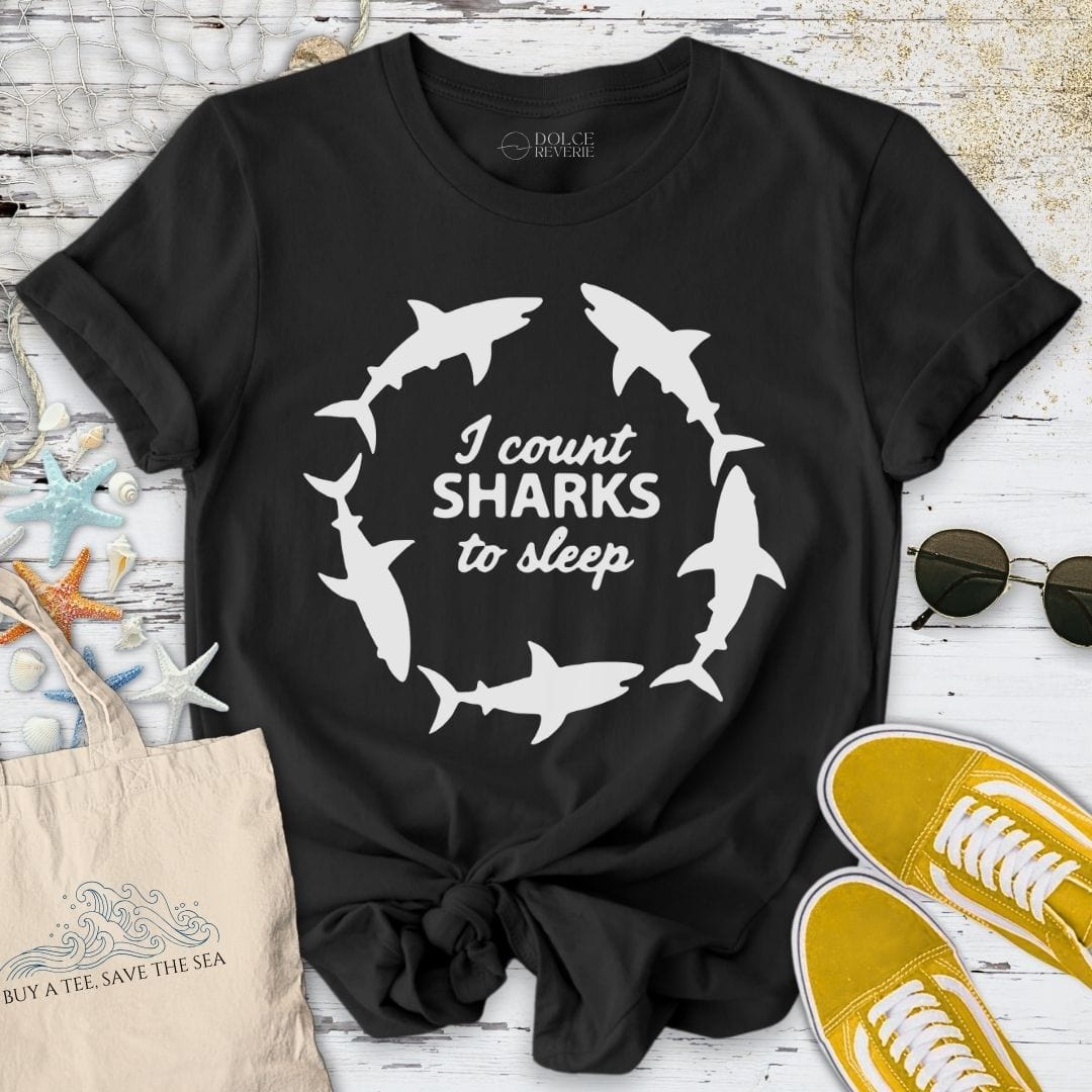 I Count Sharks To Sleep T-Shirt Black / S