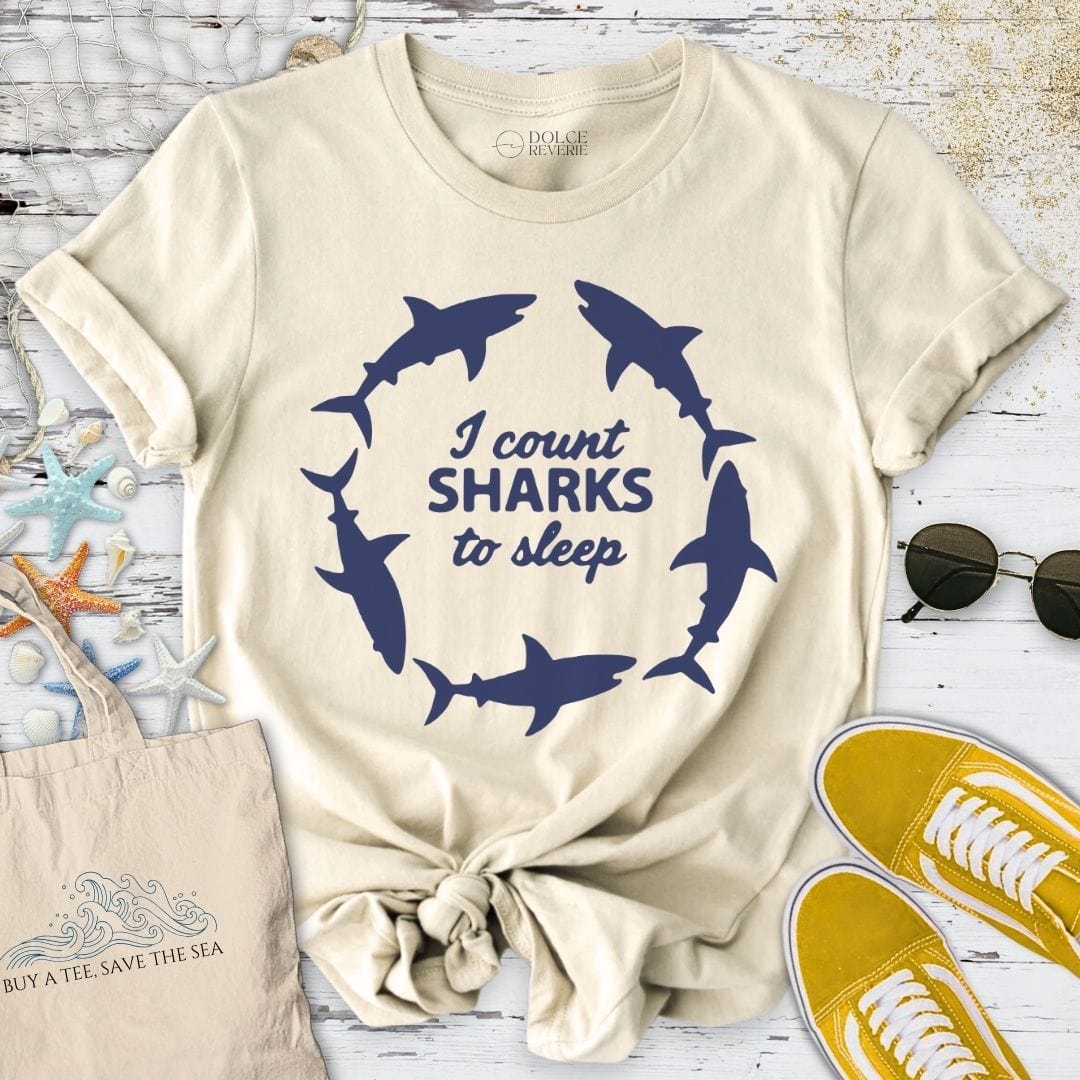 I Count Sharks To Sleep T-Shirt Natural / S