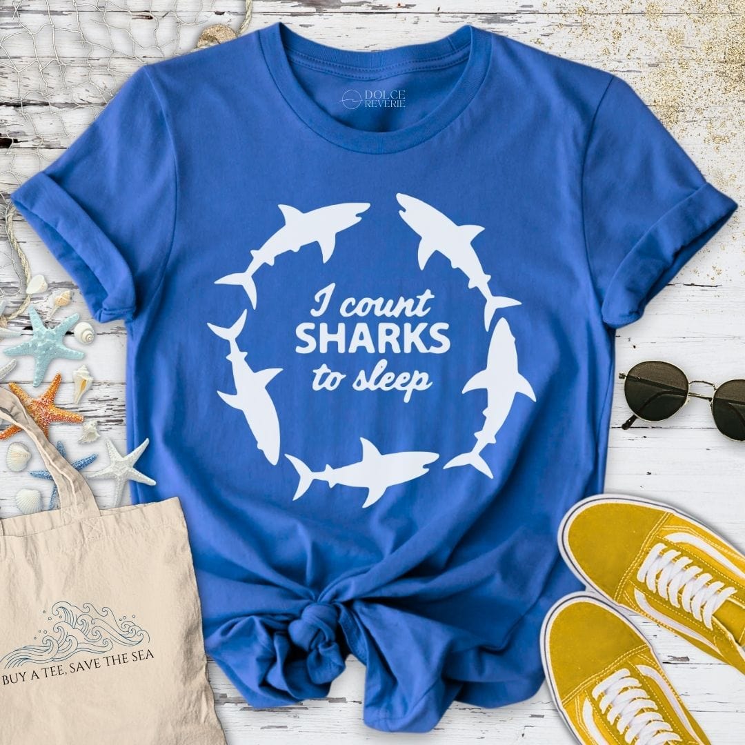 I Count Sharks To Sleep T-Shirt Royal / S