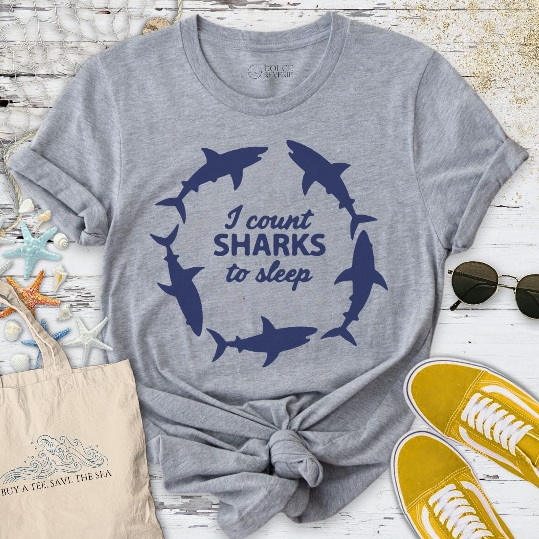 I Count Sharks To Sleep T-Shirt Sport Grey / S