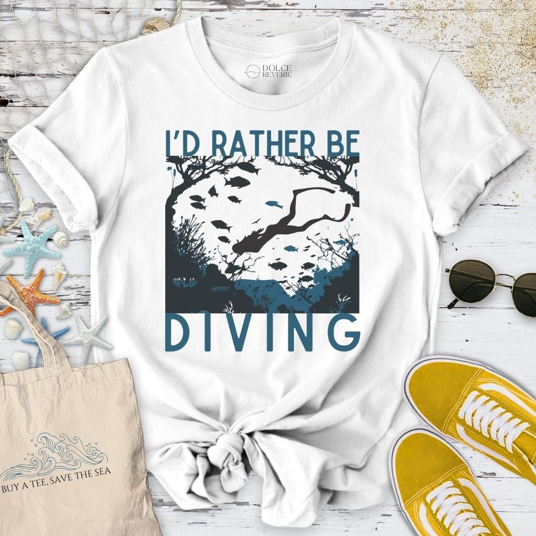 I'd Rather Be Diving T-Shirt White / S