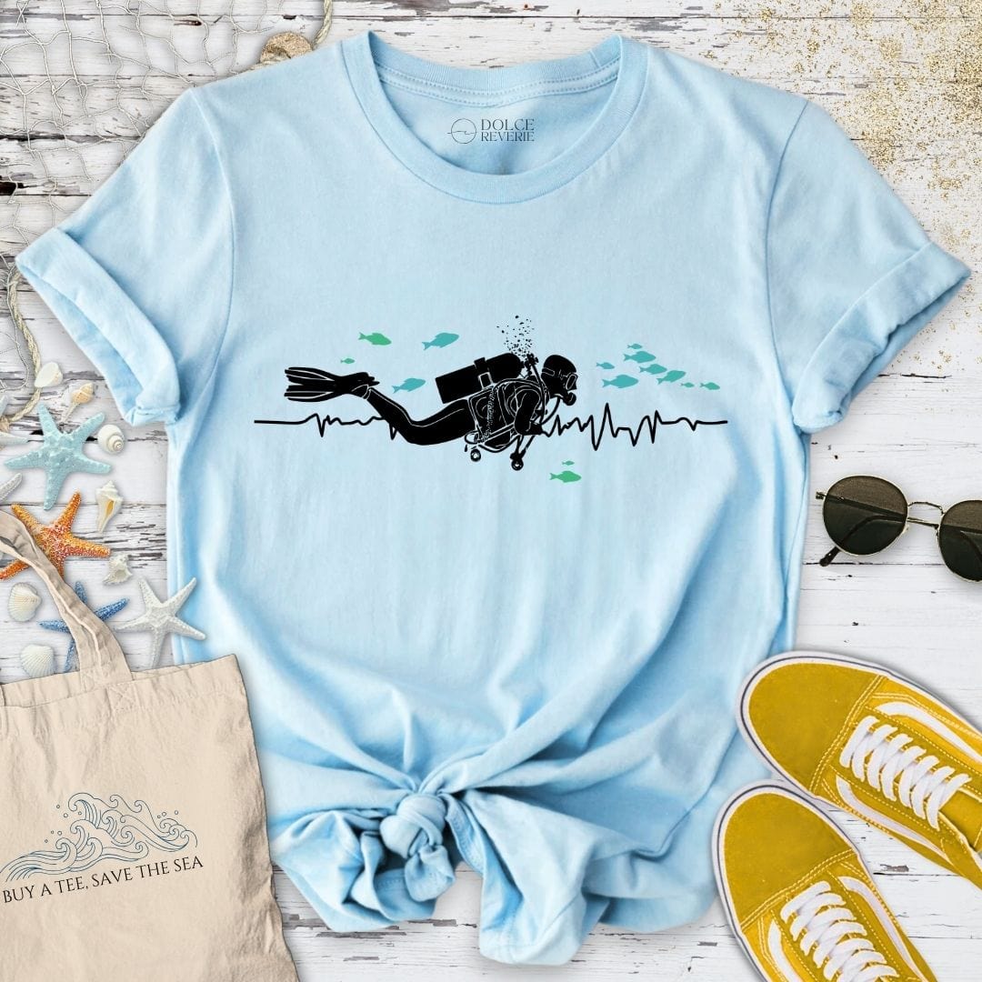 I Heart Scuba Diving T-Shirt Light Blue / S