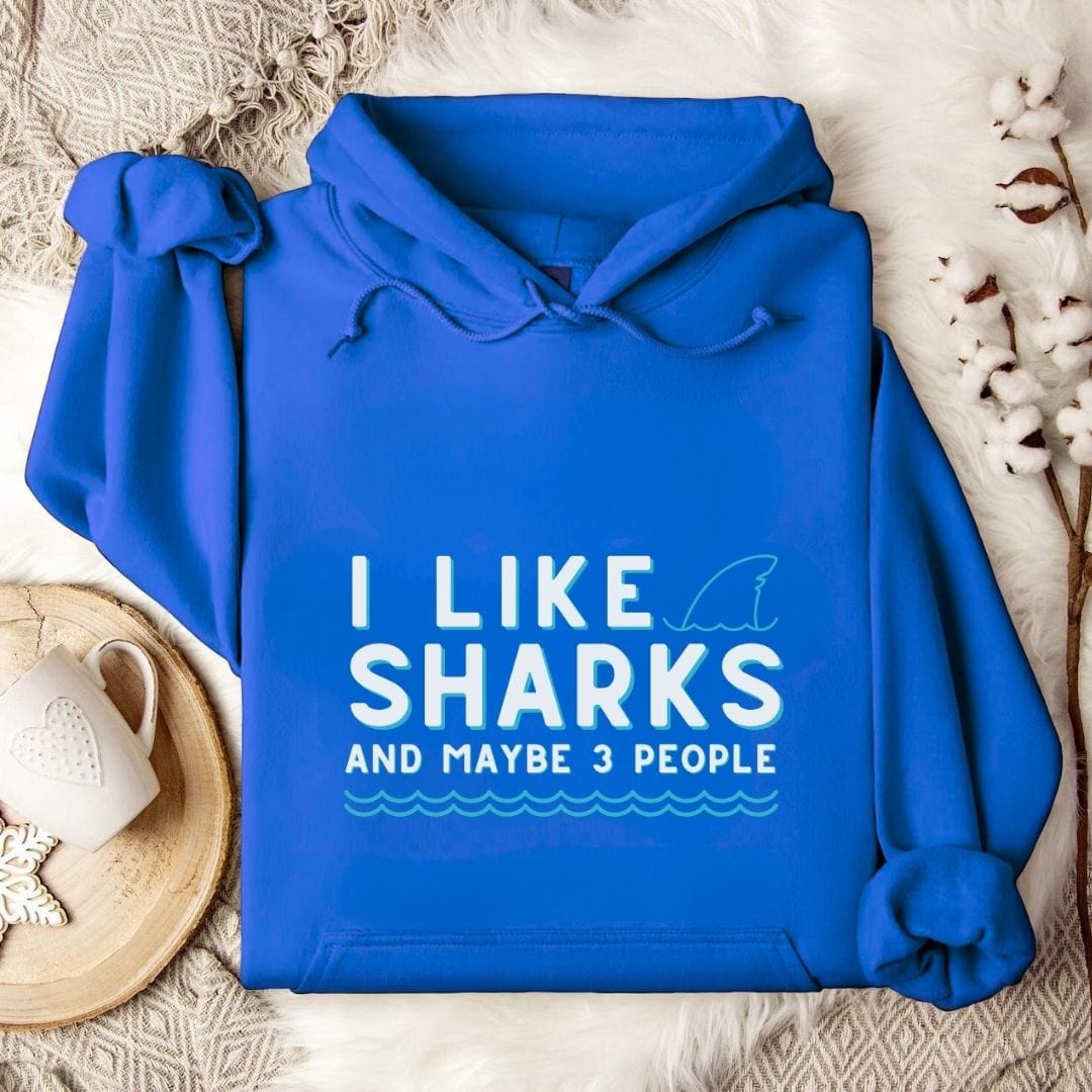 I Like Sharks & 3 People Hoodie Royal / S