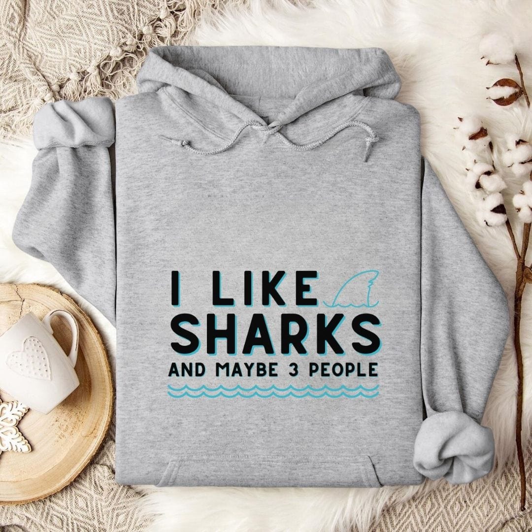 I Like Sharks & 3 People Hoodie Sport Grey / S