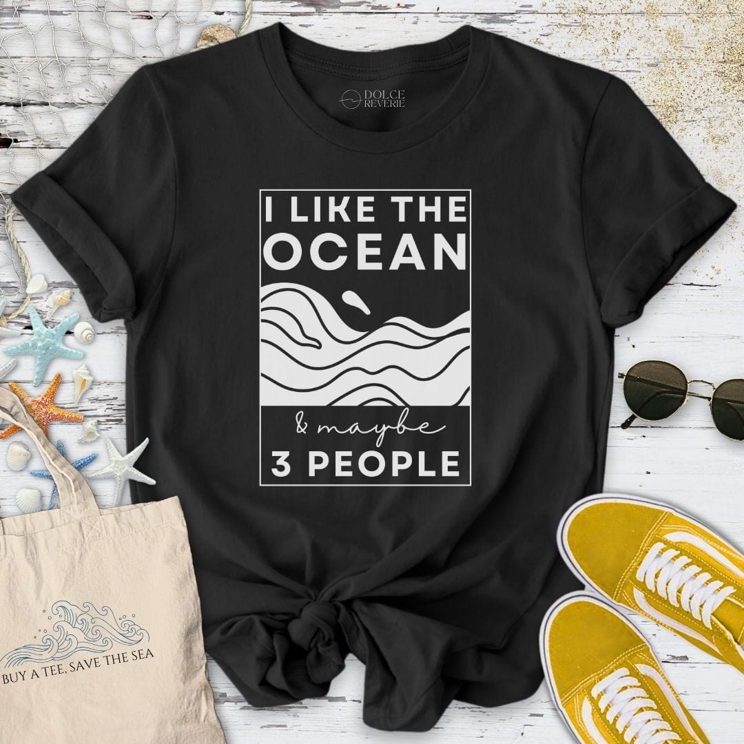 I Like The Ocean & Maybe 3 People T-Shirt Black / S