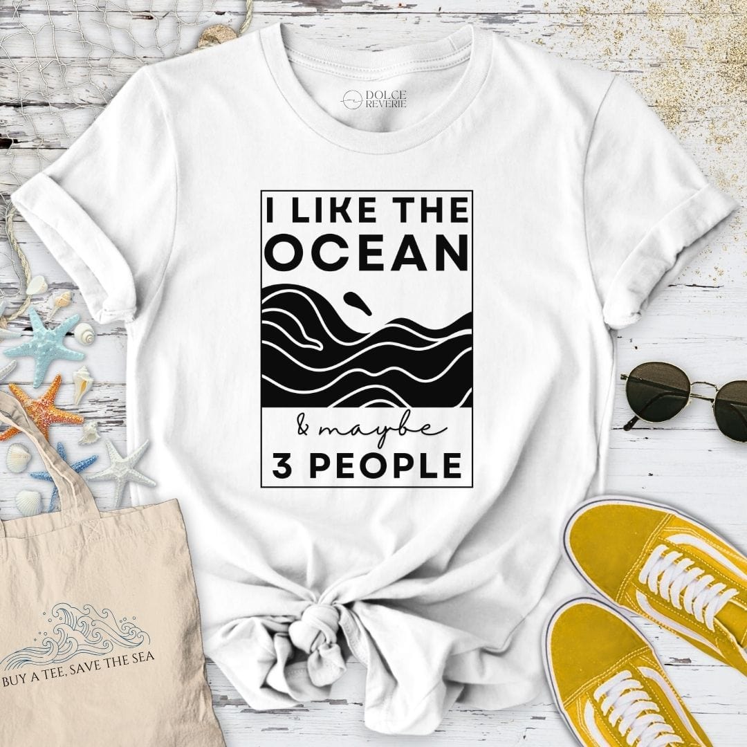 I Like The Ocean & Maybe 3 People T-Shirt White / S