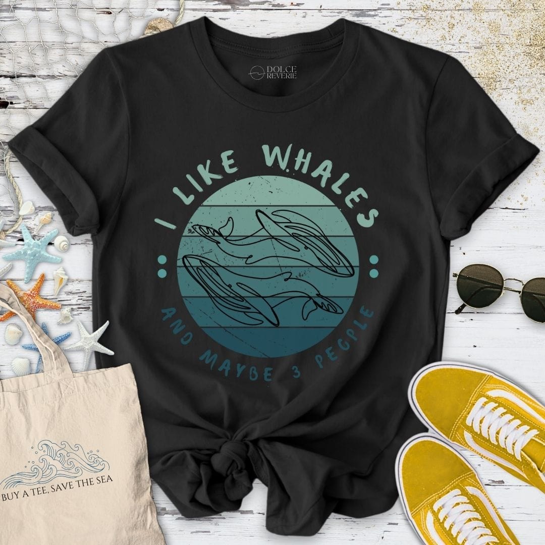 I Like Whales & Maybe 3 People T-Shirt Black / S