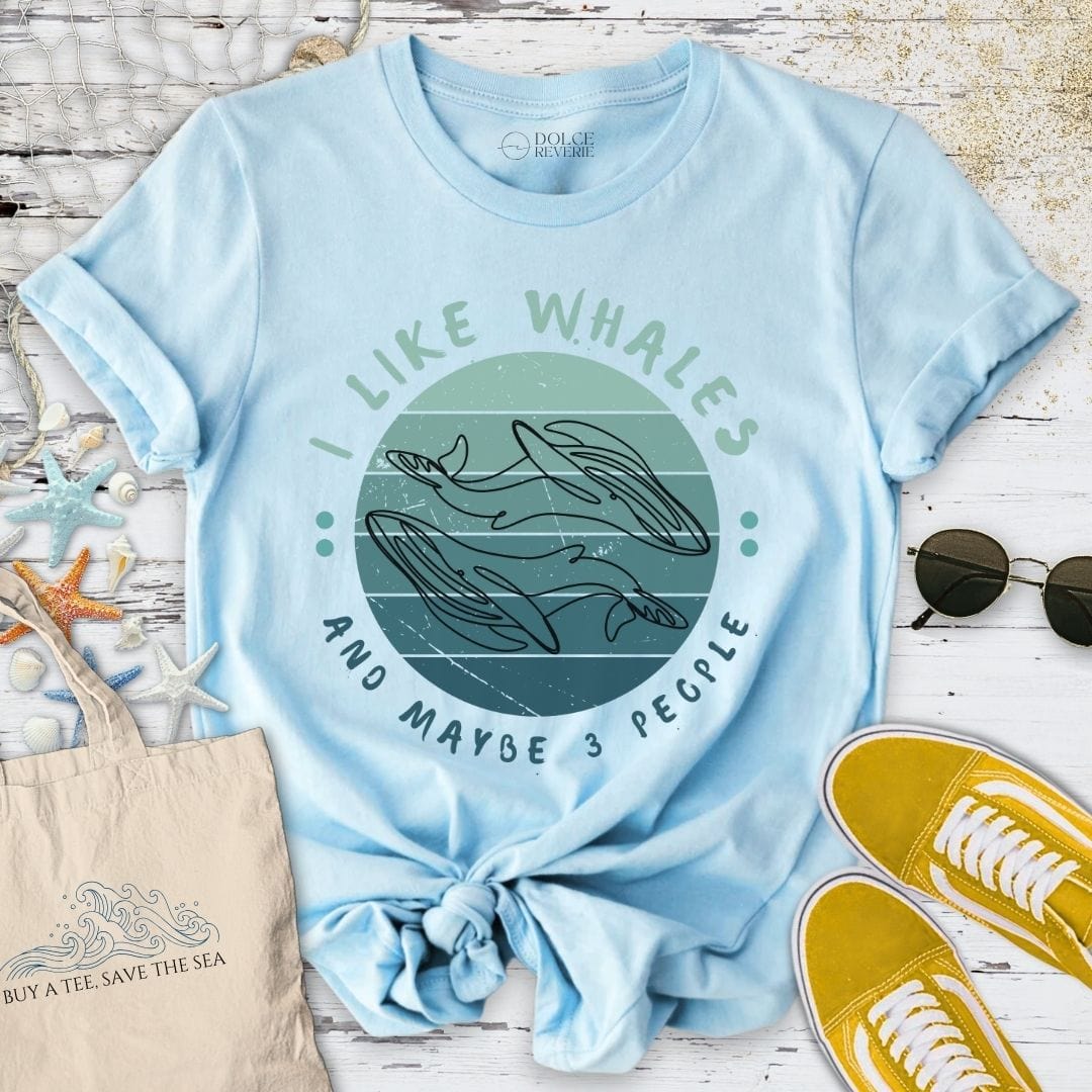 I Like Whales & Maybe 3 People T-Shirt Light Blue / S