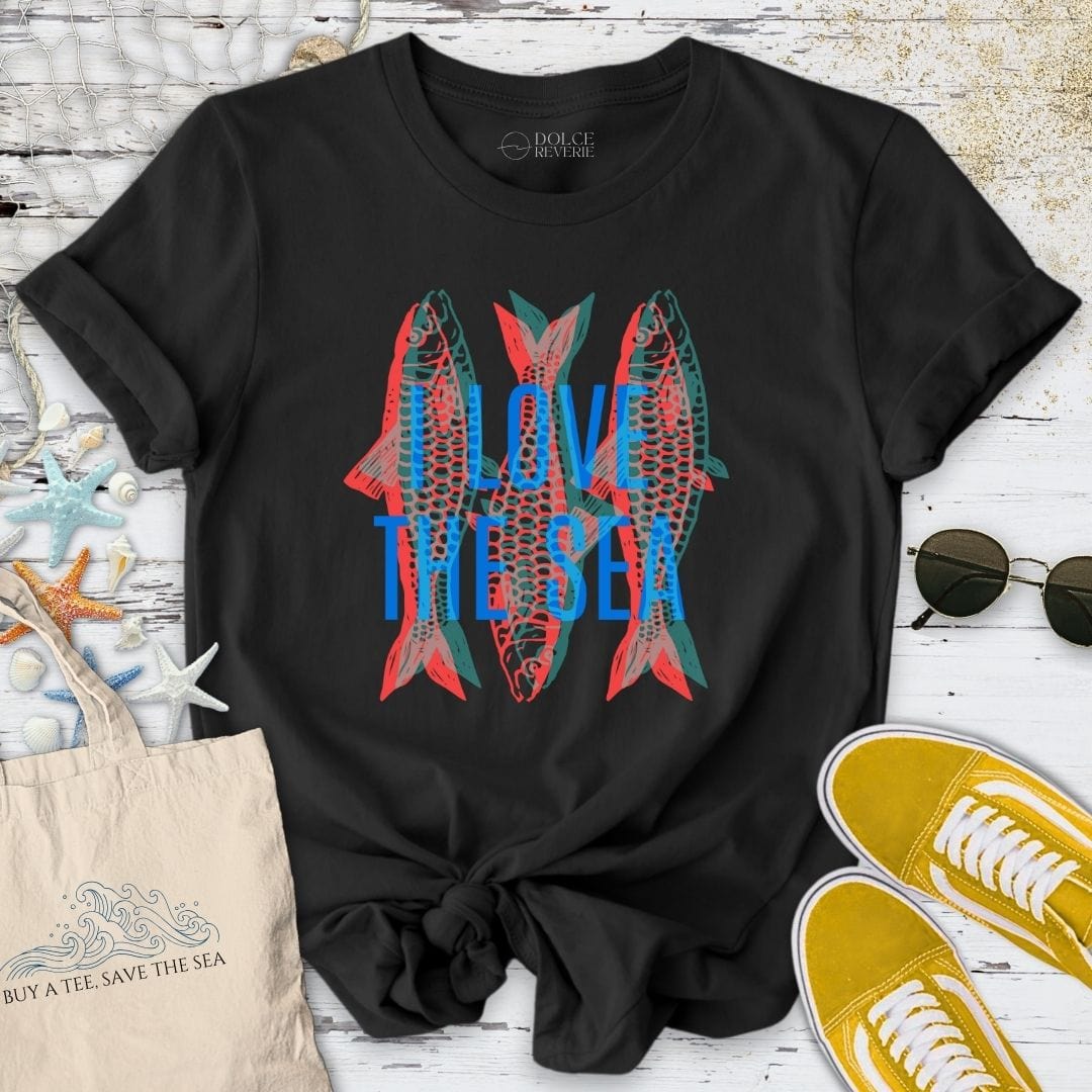I Love The Sea - Sardines T-Shirt Black / S