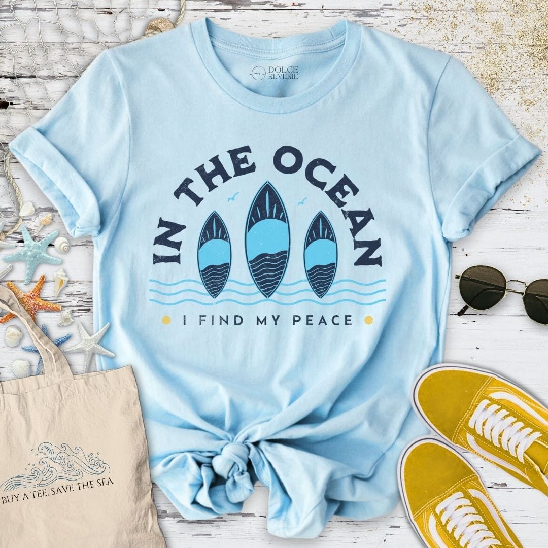 In The Ocean I Find My Peace T-Shirt Light Blue / S