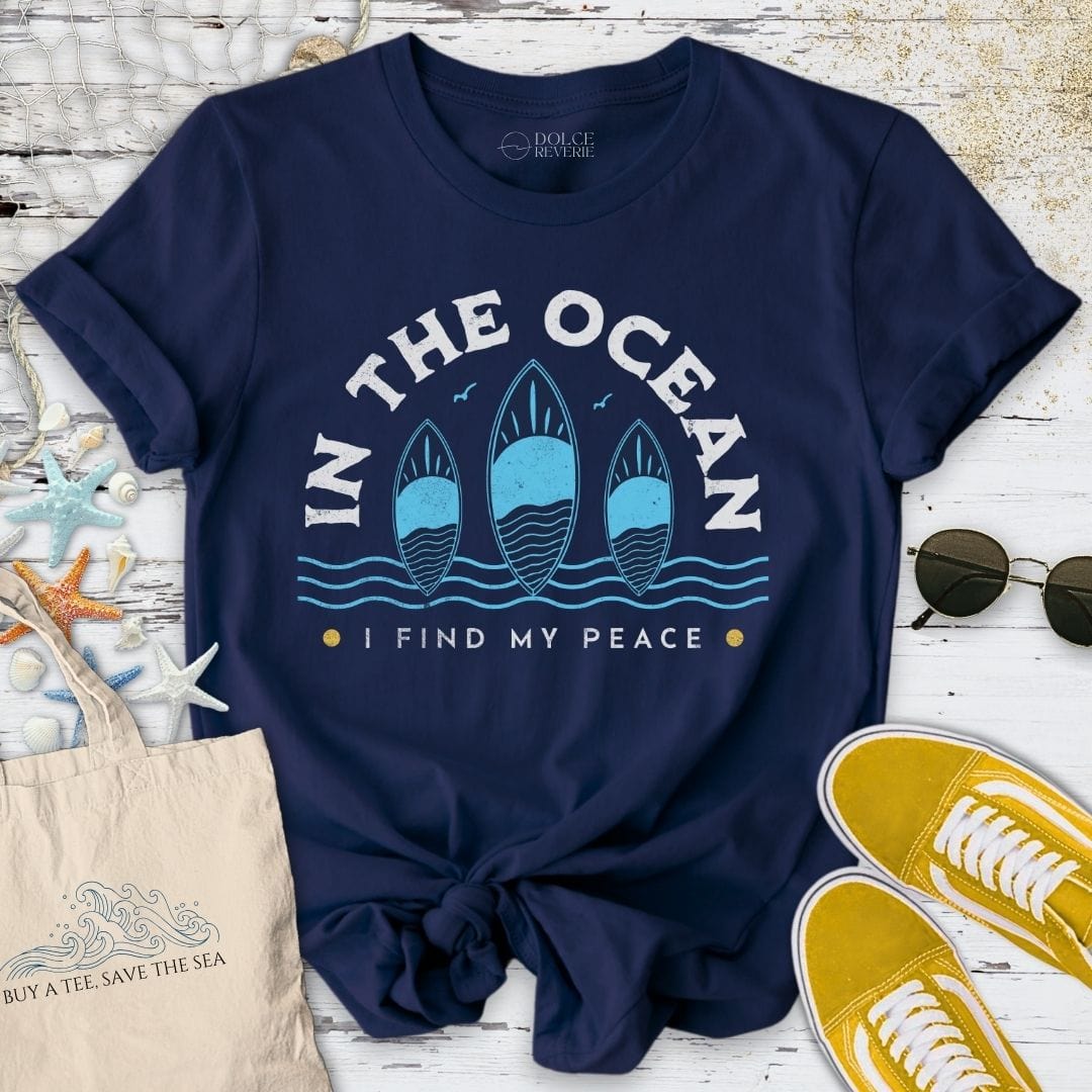 In The Ocean I Find My Peace T-Shirt Navy / S