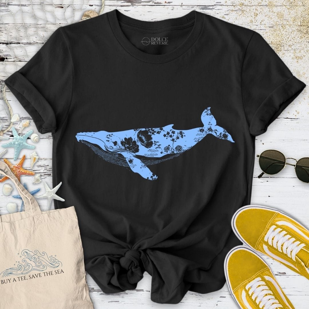 Ink Floral Whale T-Shirt Black / S