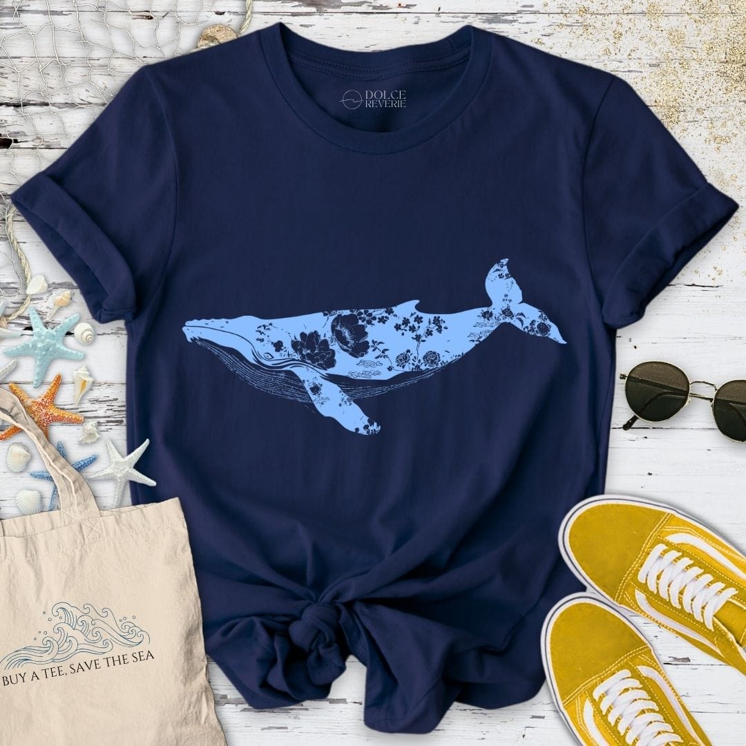 Ink Floral Whale T-Shirt Navy / S