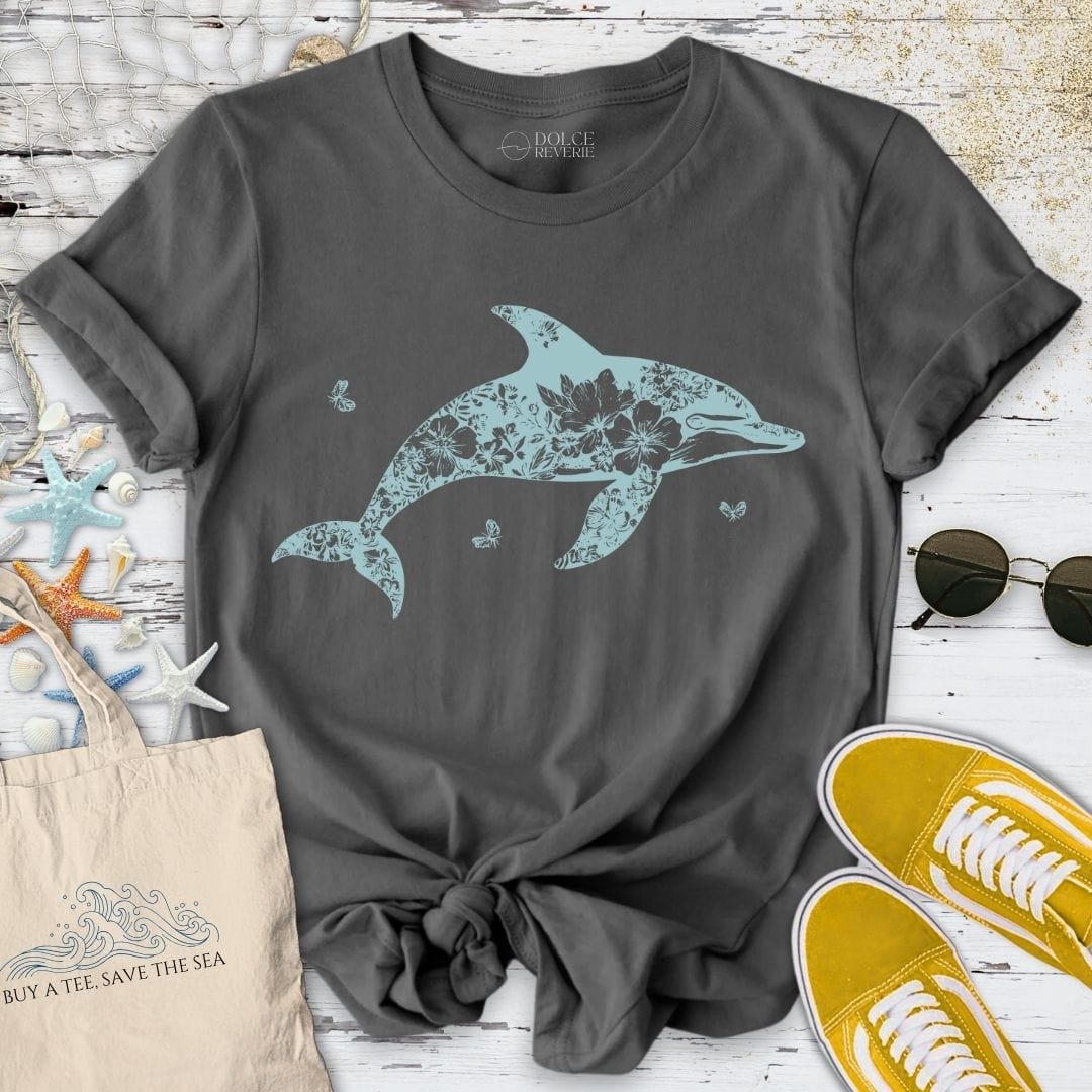 Ink Flower Dolphin T-Shirt Charcoal / S