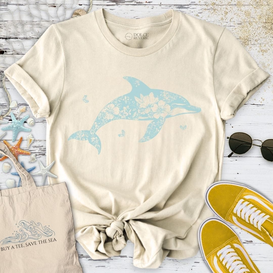 Ink Flower Dolphin T-Shirt Natural / S