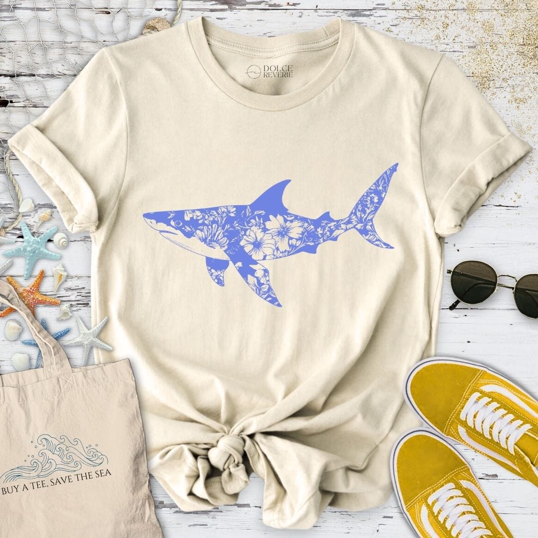 Ink Flower Shark T-Shirt Natural / S
