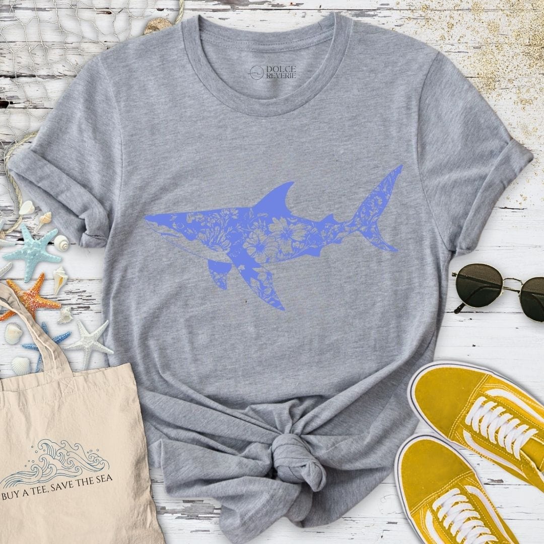 Ink Flower Shark T-Shirt Sport Grey / S