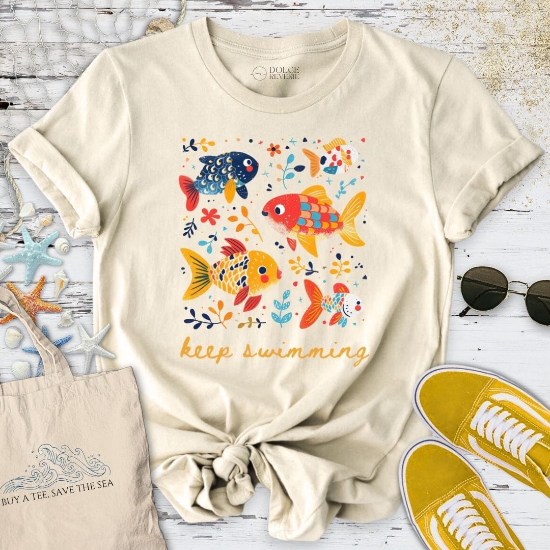 Keep Swimming Colorful Fish T-Shirt Natural / S