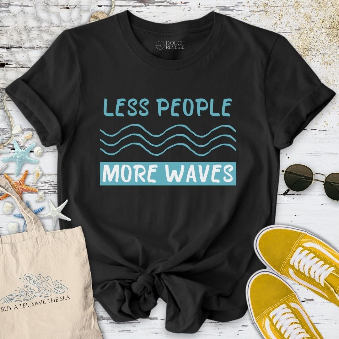 Less People More Waves T-Shirt Black / S