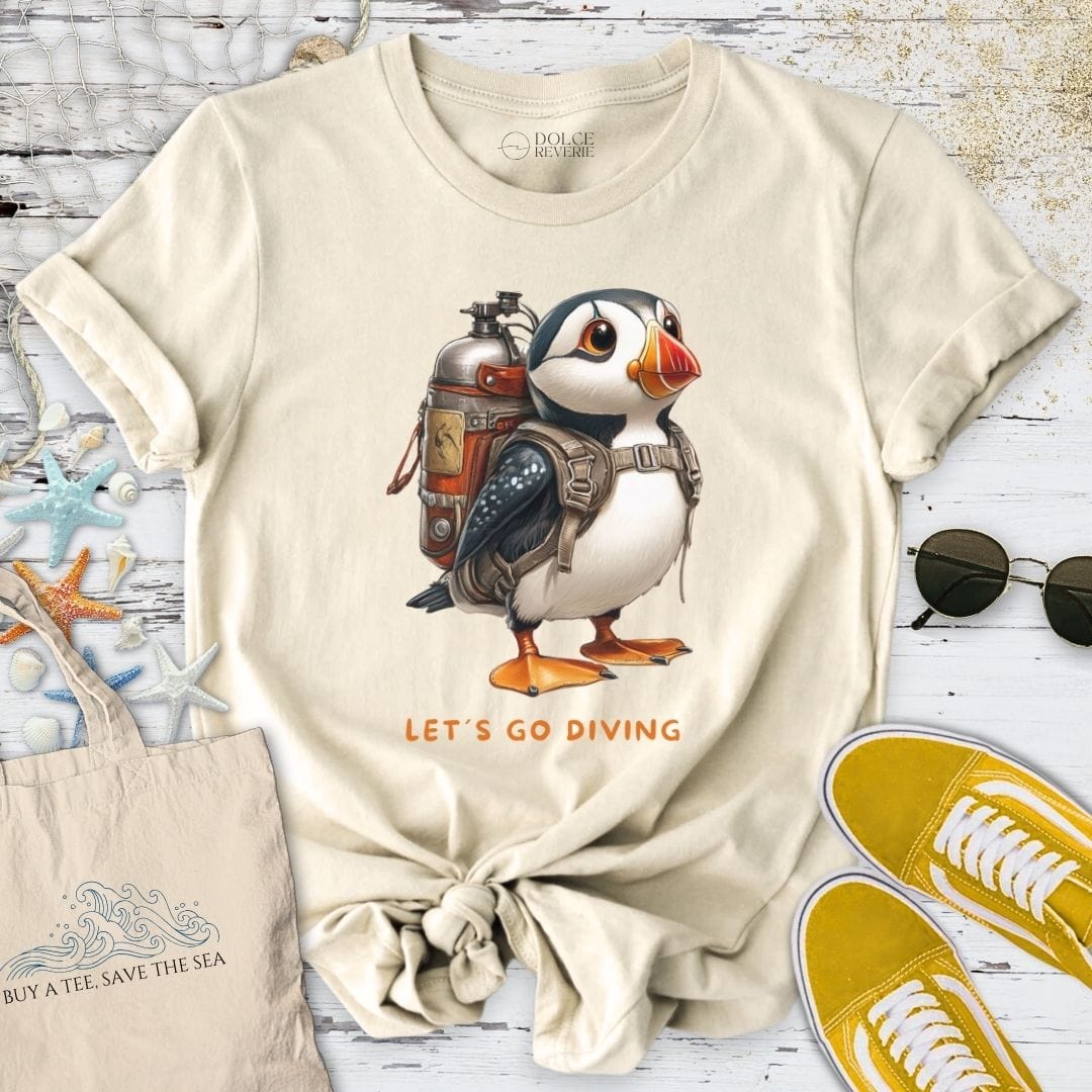 Let's Go Diving Puffin T-Shirt Natural / S