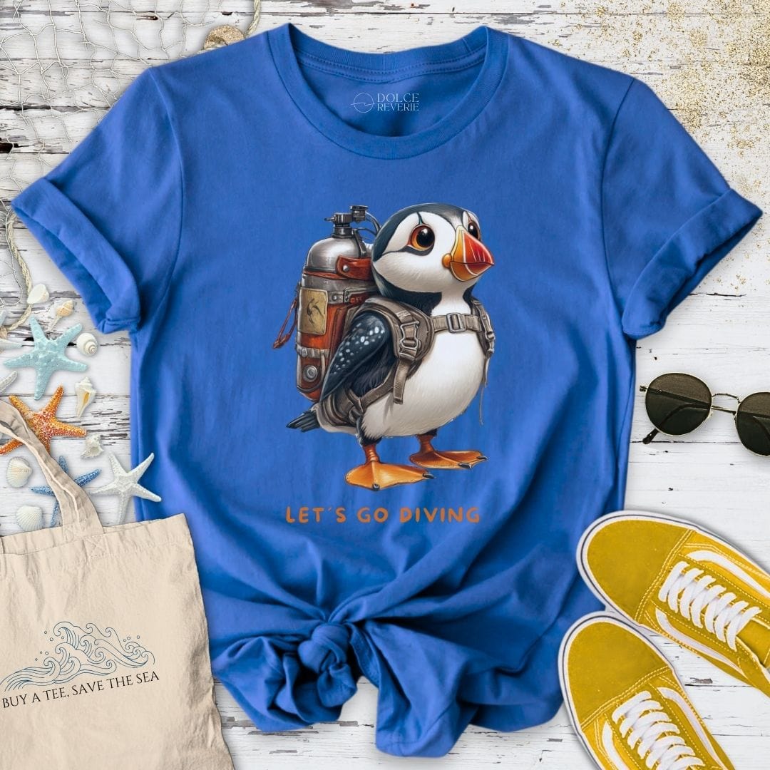 Let's Go Diving Puffin T-Shirt Royal / S