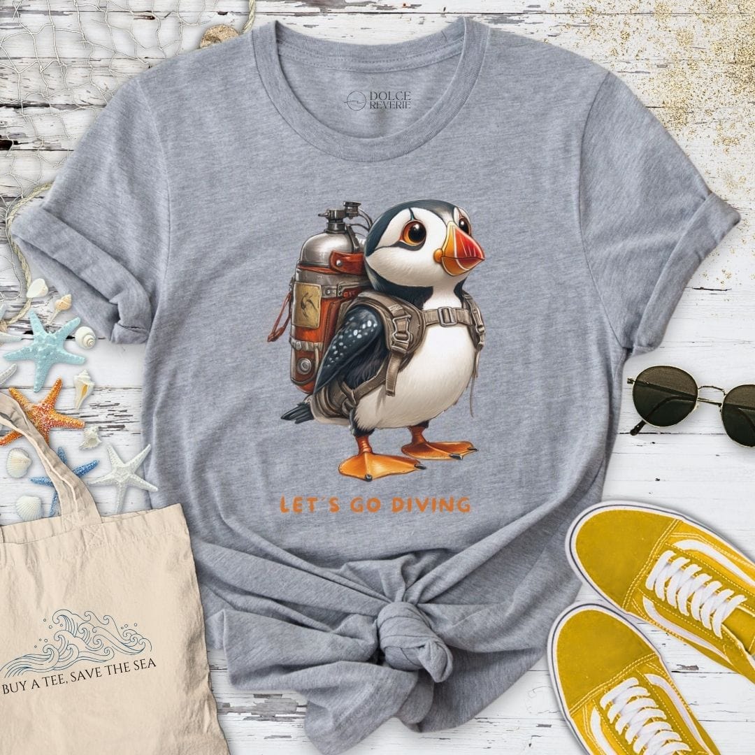 Let's Go Diving Puffin T-Shirt Sport Grey / S