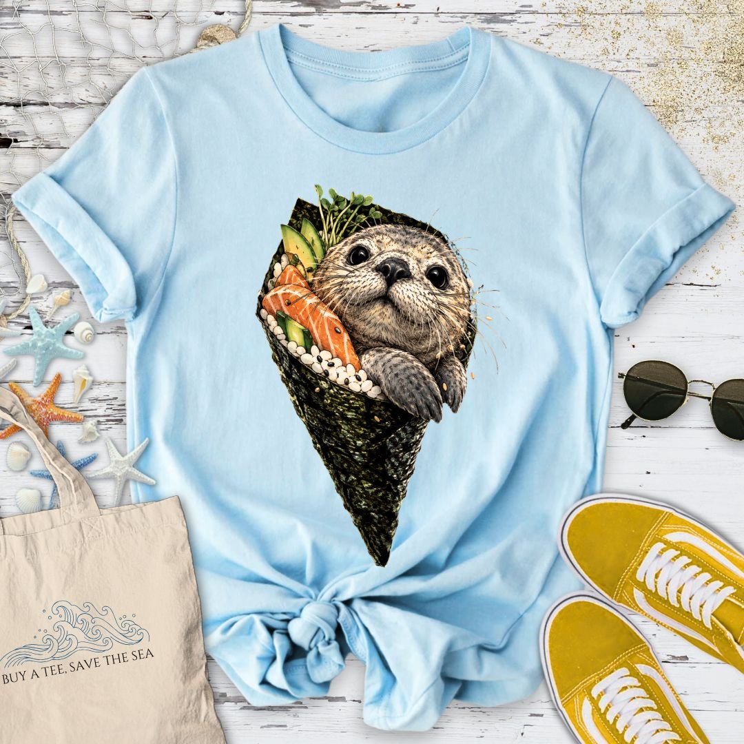 Sushi Seal T-Shirt in Light Blue - Dolce Reverie