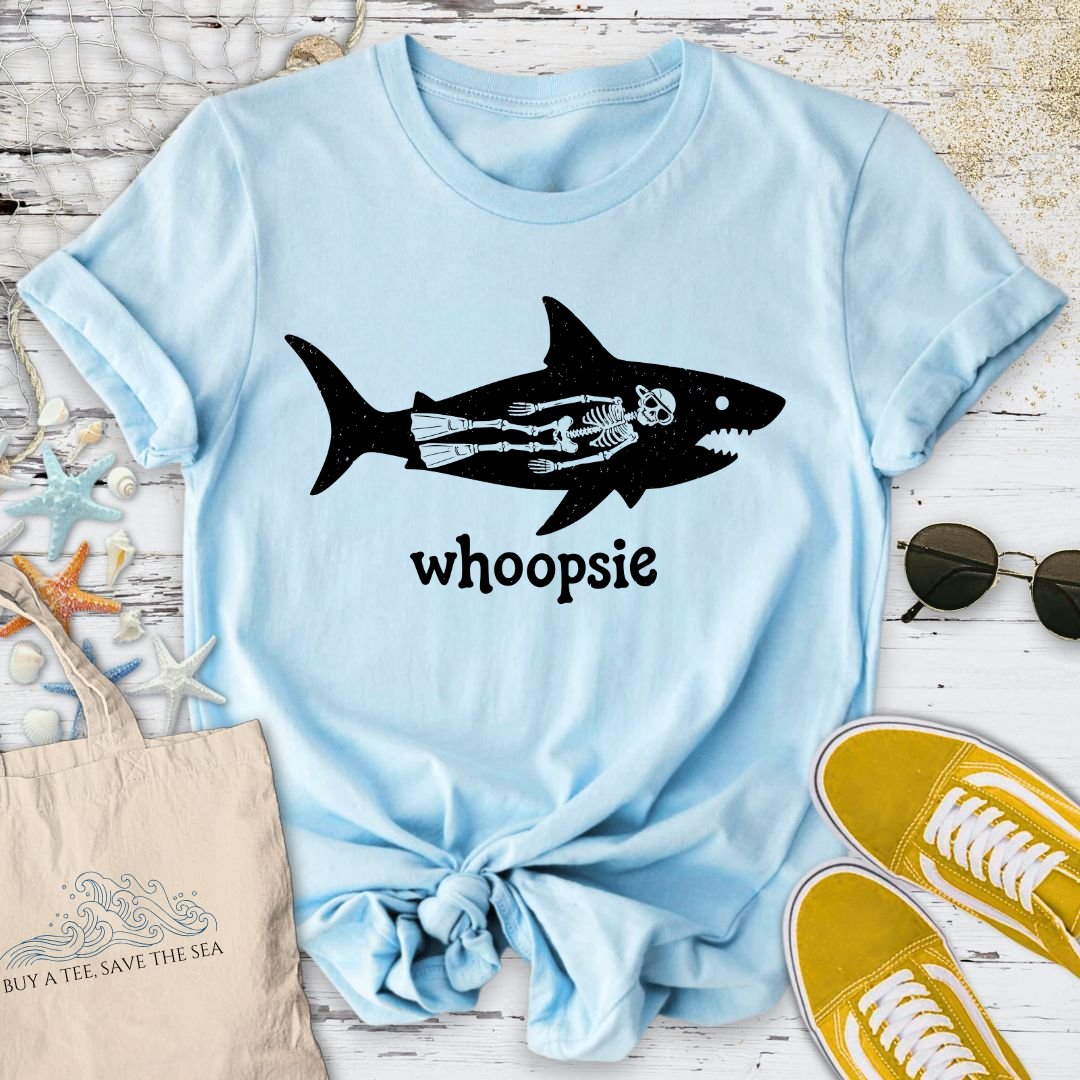 Whoopsie Shark T-Shirt in Light Blue - Dolce Reverie