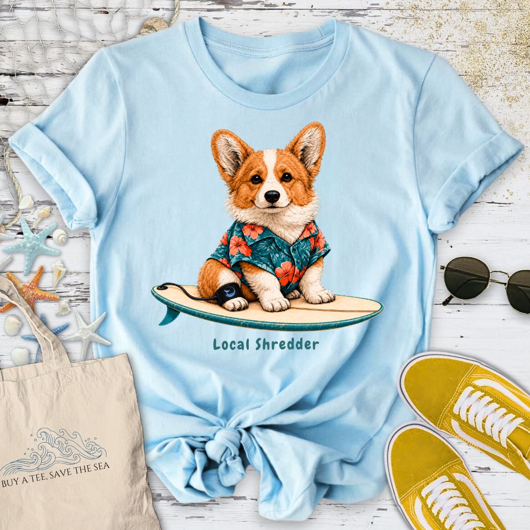 Local Shredder Corgi T-Shirt in Light Blue - Dolce Reverie