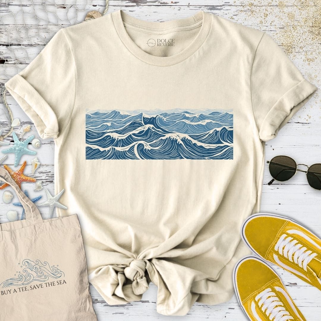 Line Waves T-Shirt Natural / S