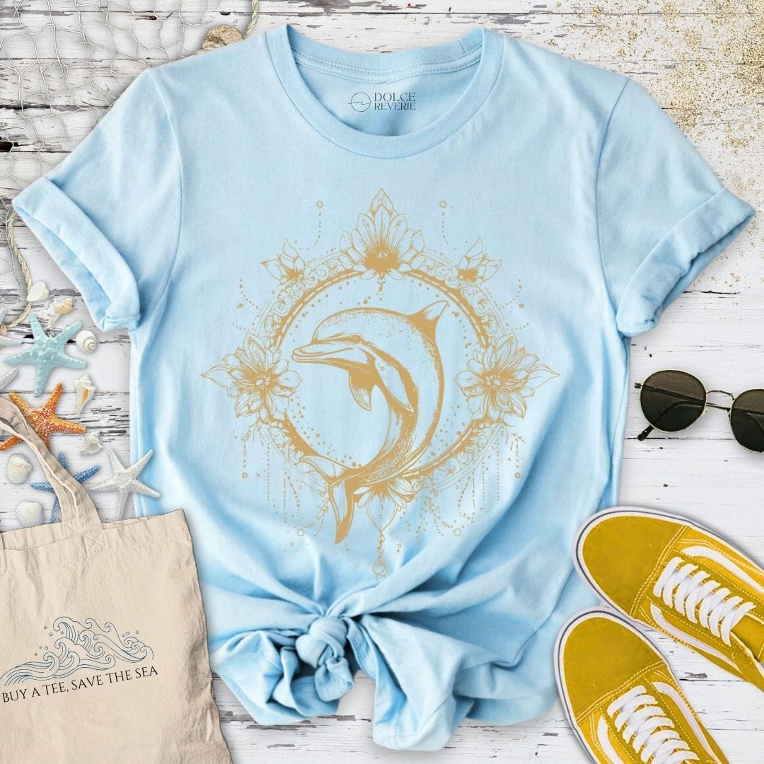 Mandala Dolphin T-Shirt Light Blue / S