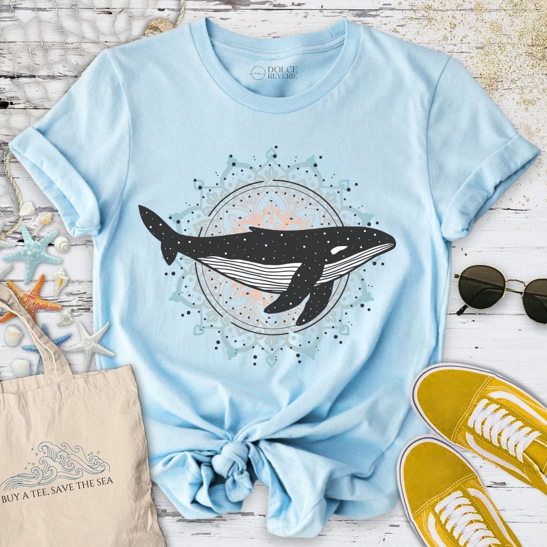 Mandala Whale T-Shirt Light Blue / S