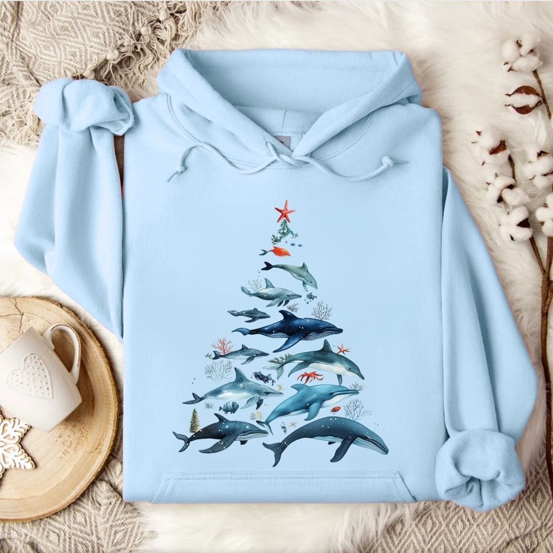 Marine Christmas Hoodie Light Blue / S