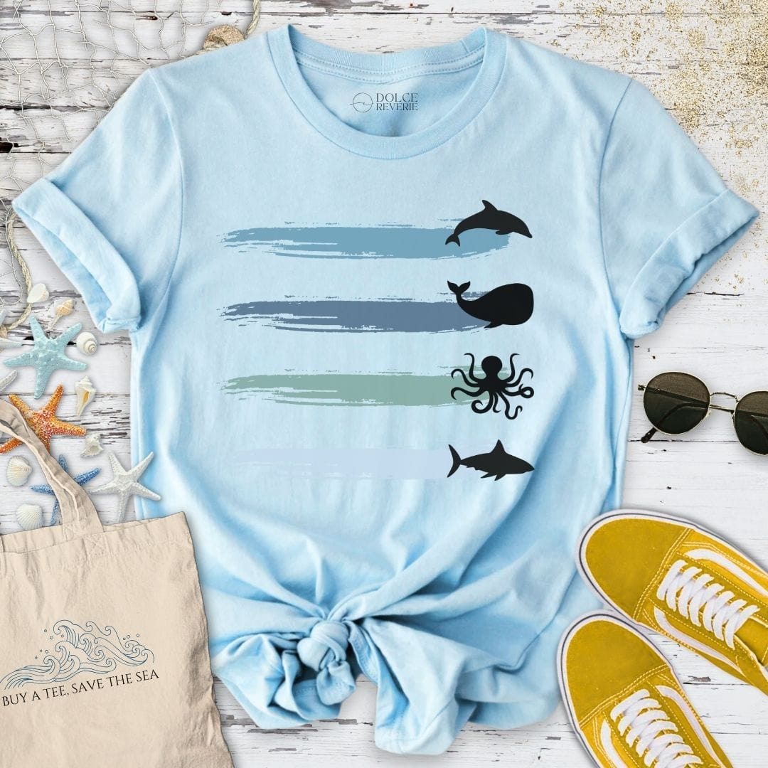 Marine Paths T-Shirt Light Blue / S