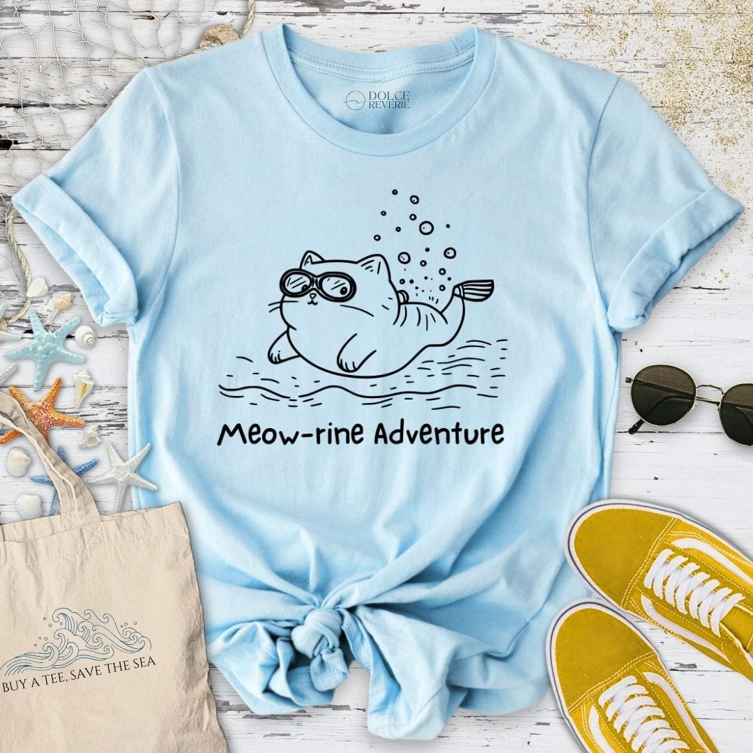 Meowrine Adventure T-Shirt Light Blue / S