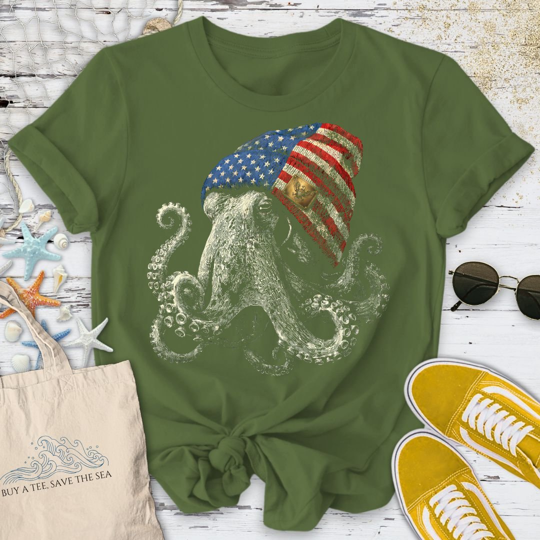Winter Octopus USA T-Shirt
