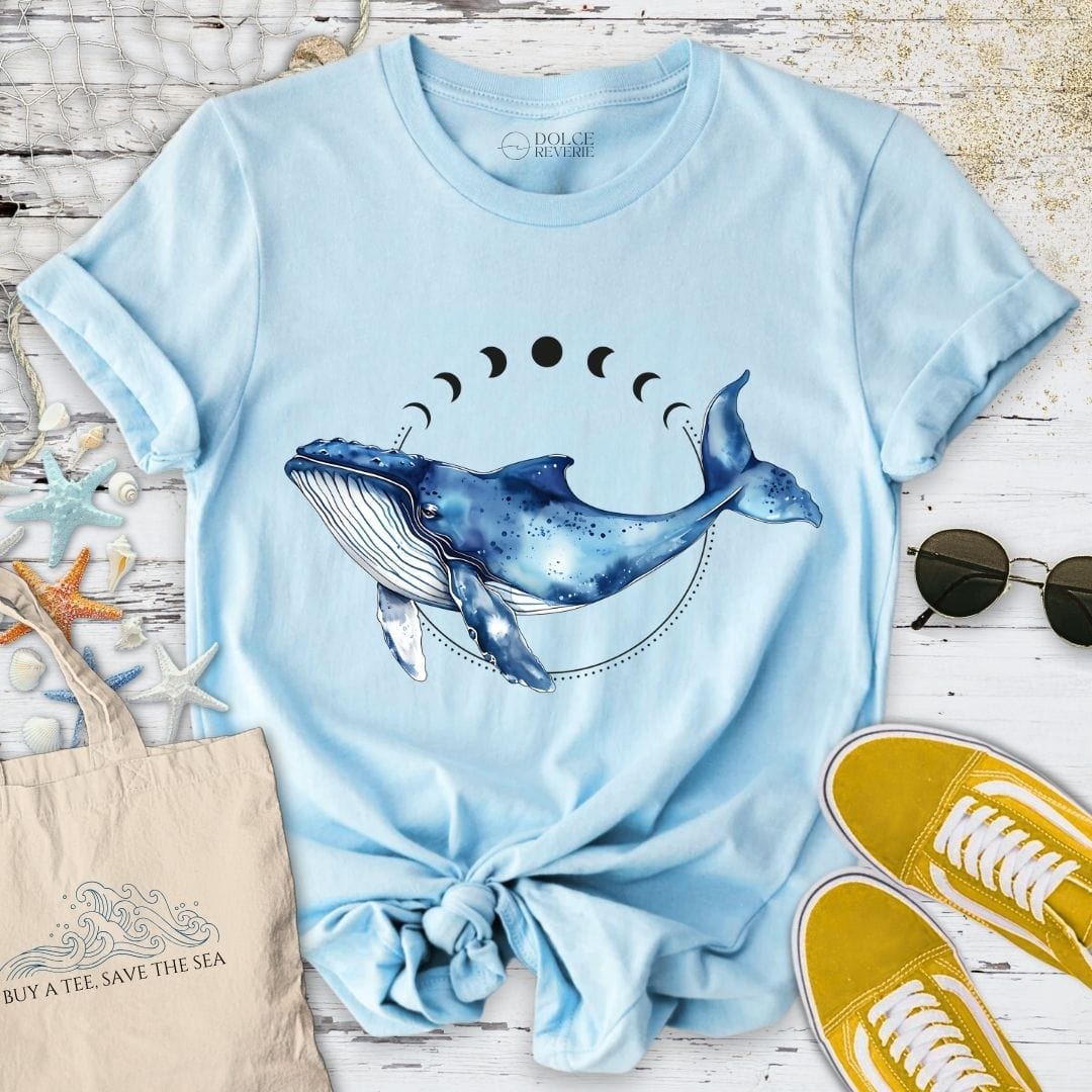 Moon Whale T-Shirt Light Blue / S