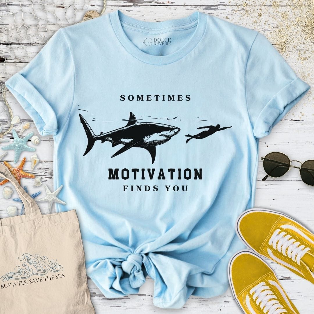 Motivation Finds You T-Shirt Light Blue / S