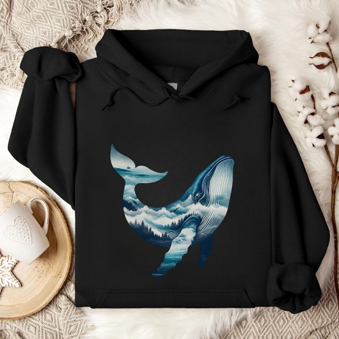 Mountain Whale Hoodie Black / S