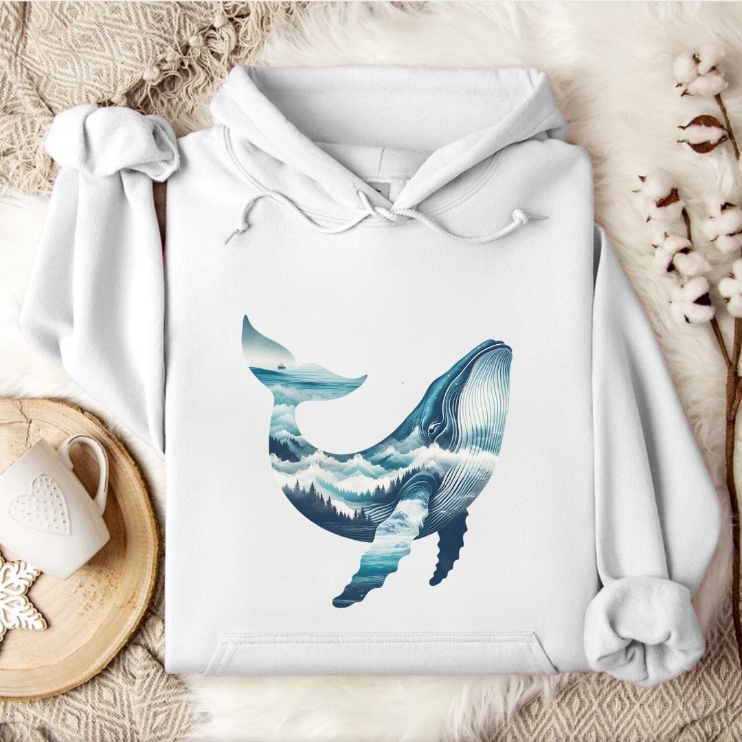 Mountain Whale Hoodie White / S