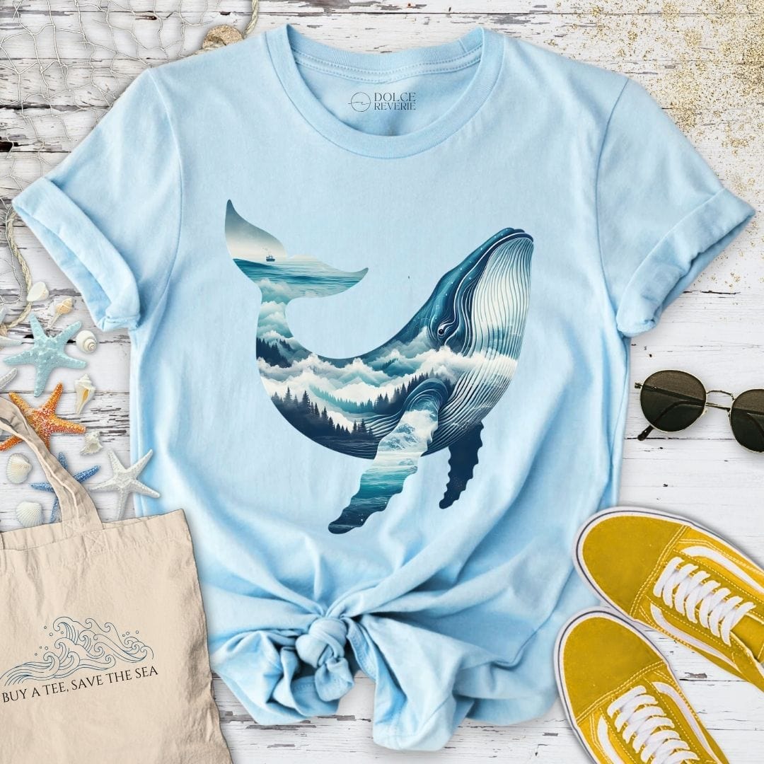 Mountain Whale T-Shirt Light Blue / S