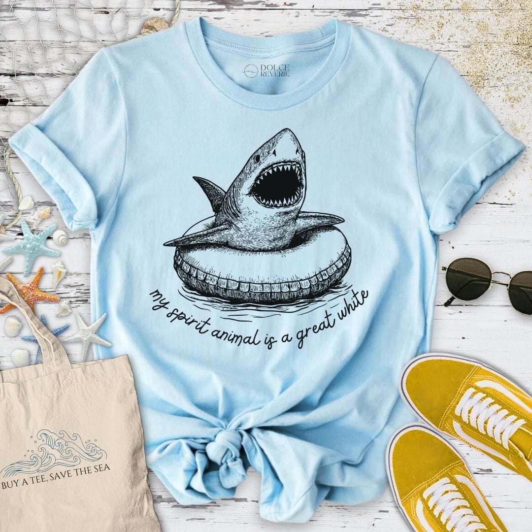 My Spirit Animal Is A Great White T-Shirt Light Blue / S