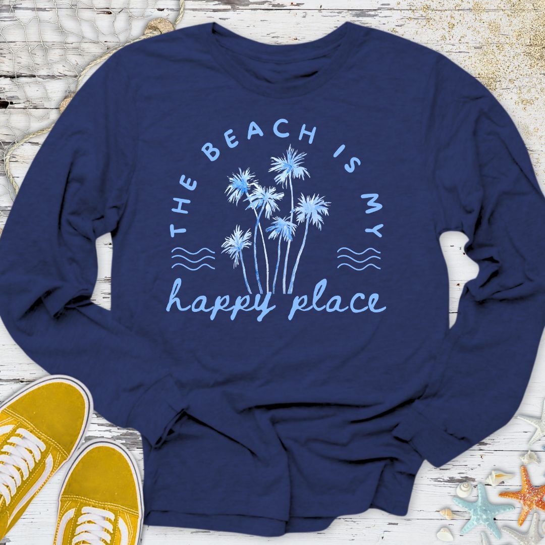 The Beach Is My Happy Place Long Sleeve Tee