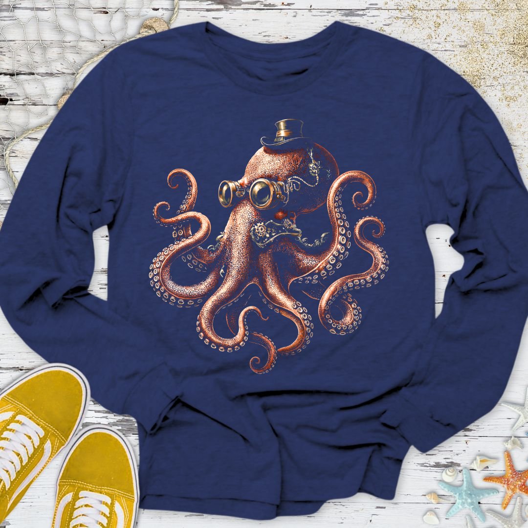 Steampunk Octopus Long Sleeve Tee