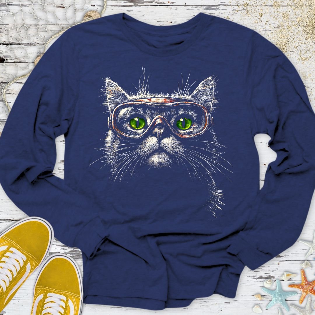 Scuba Cat Long Sleeve Tee