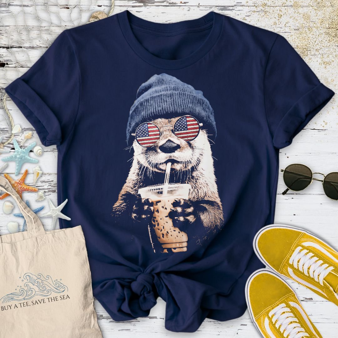 Hipster Otter USA T-Shirt