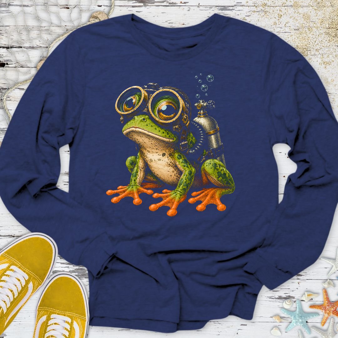 Scuba Diver Frog Long Sleeve Tee